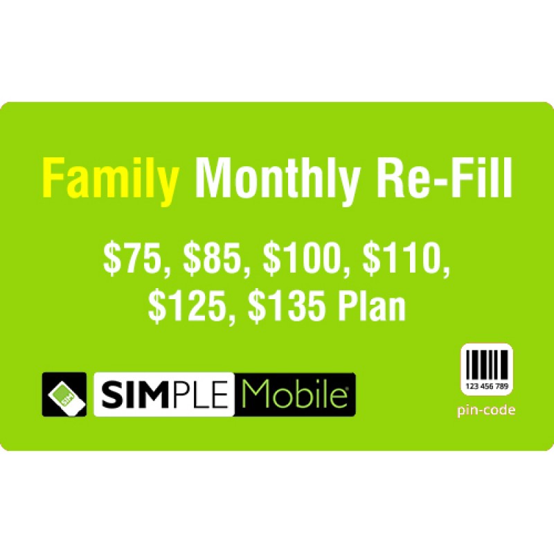 Simple Mobile Family Monthly Refill